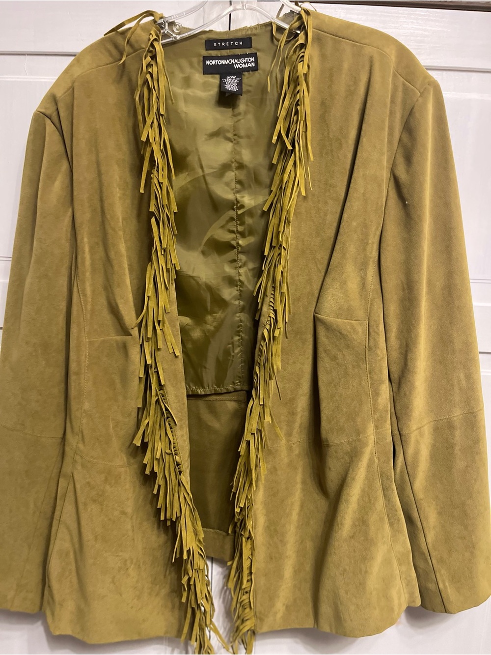Norton McNaughton Olive Green Fringe Suede Jacket 20W